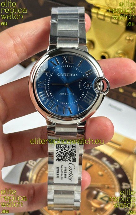 Ballon De Cartier Blue Dial 1:1 Mirror Swiss Replica Watch in 904L Steel Casing - 42MM