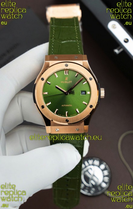 Hublot Super Clone Classic Fusion Titanium Rose Gold Green Dial 42MM Watch