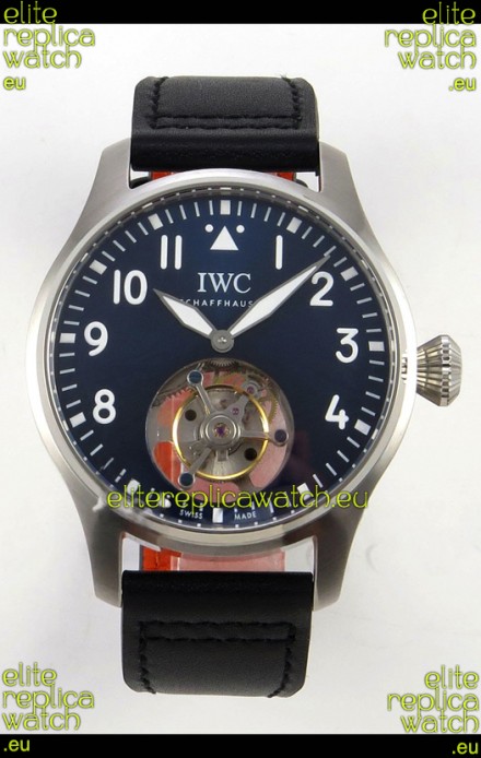 IWC Super Clone Portugese Hand-Wound Genuine Tourbillon Blue Dial Steel Casing Watch