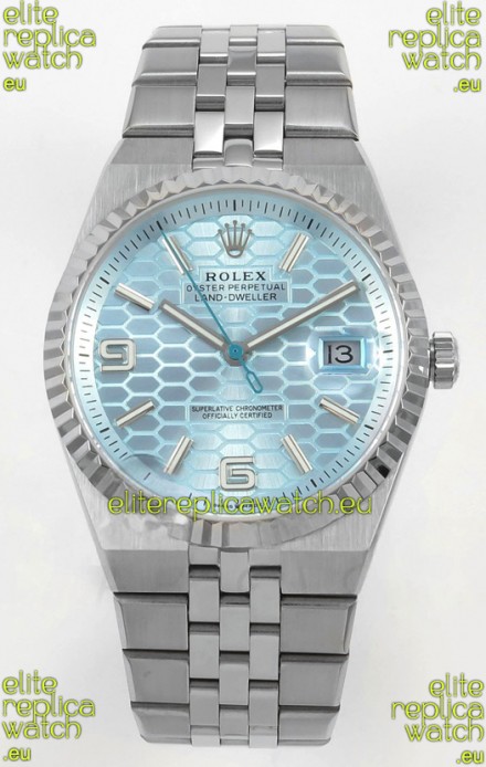 Rolex Land-Dweller 127336 Ice Blue Honeycomb 40MM Swiss Replica Watch 