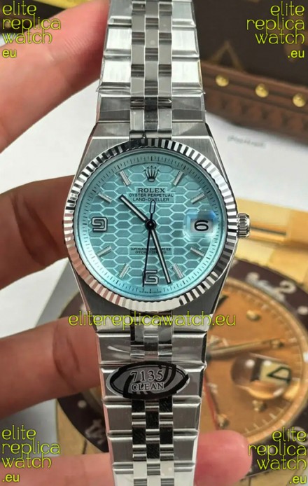Rolex Land-Dweller 127236 Ice Blue Honeycomb 36MM Swiss Replica Watch 