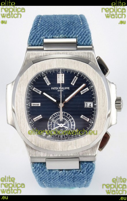 Patek Philippe Nautilus 5980/60G-001 Blue Dial Fabric Strap Crystal Numerals