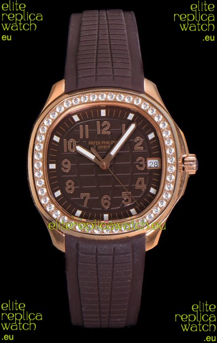 Patek Philippe Super Clone Aquanaut Rose Gold Brown Dial 38.5MM Watch 
