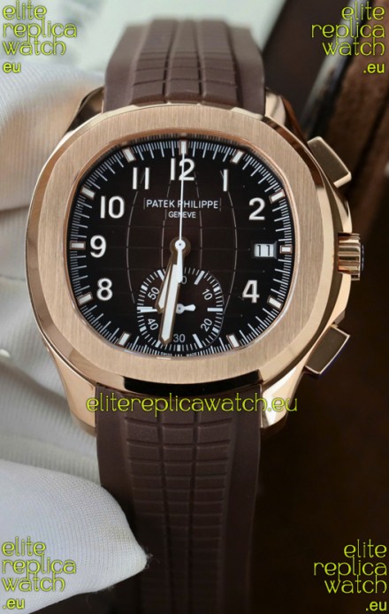 Patek Philippe Aquanaut Super Clone 5968 Chronograph Rose Gold Casing Brown Dial Watch 