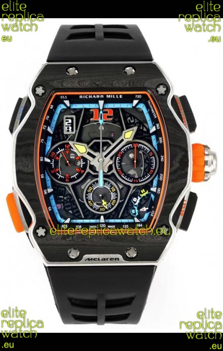 Richard Mille Super Clone RM65-01 Carbon Casing Replica Watch in Black Strap 