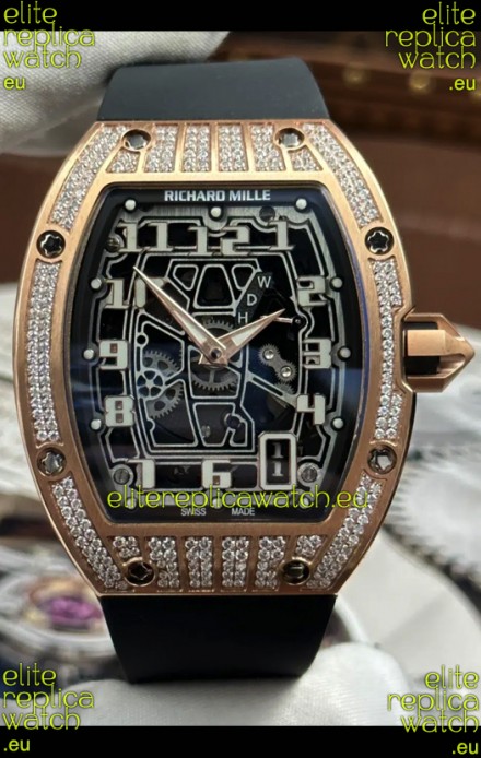 Richard Mille RM67-01 Rose Gold Mossanites Casing 1:1 Swiss Replica Watch