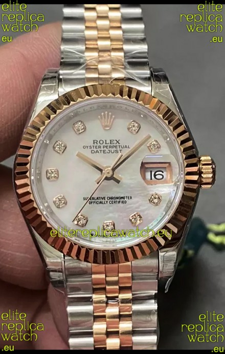 Rolex Datejust Super Clone Mother of Pearl Dial 2 Tone Rose Gold Watch 28MM