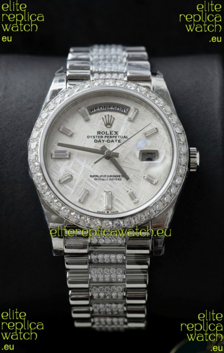Rolex Day Date Presidential Stainless Steel Meteorite Dial Watch 40MM - 1:1 Mirror Quality