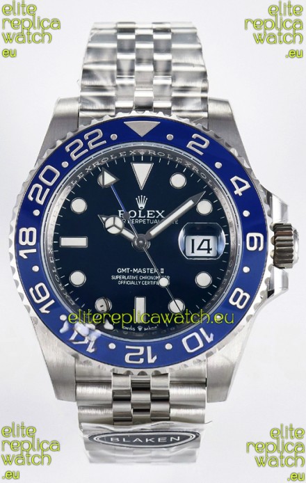 Rolex GMT Masters II Super Clone 126716 "Blaken" 904L Steel Blue Dial Watch 