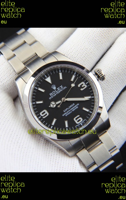 Rolex Explorer I Japanese Movement Replica Watch in Stainless Steel Black Dial 39MM