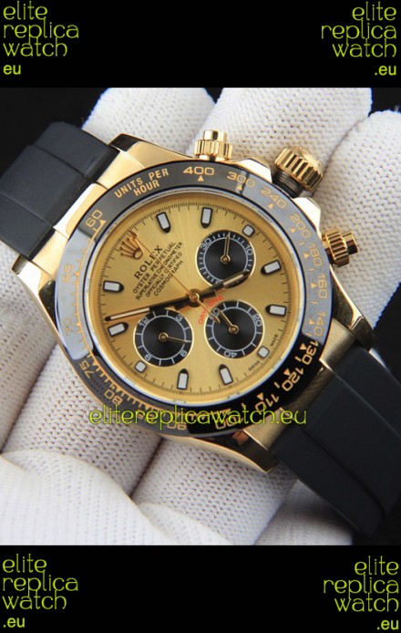 Rolex Daytona Japanese Movement Gold Casing Replica Watch in Gold Dial 