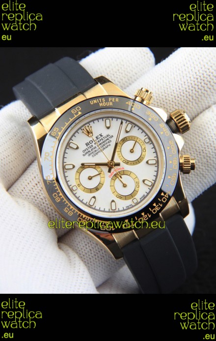 Rolex Daytona Japanese Movement Gold Casing Replica Watch in White Dial 