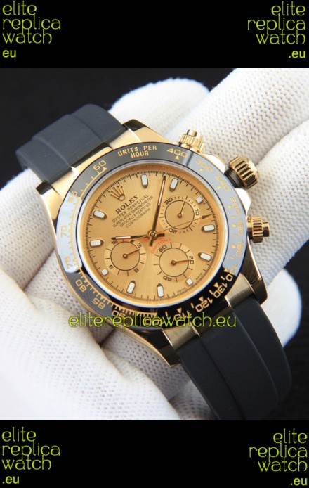 Rolex Daytona Japanese Movement Gold Casing Replica Watch in Gold Dial 