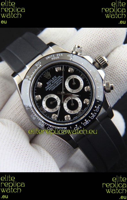 Rolex Daytona Japanese Movement Steel Casing Replica Watch in Black Dial
