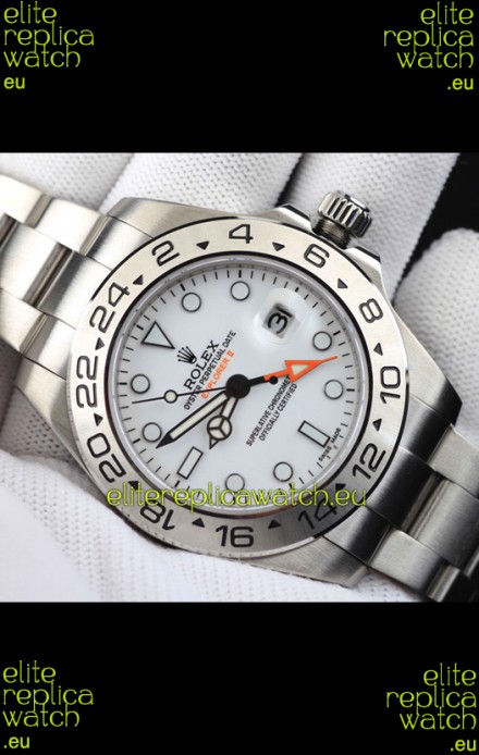 Rolex Explorer II Japanese Movement Replica Watch in Steel Casing White Dial