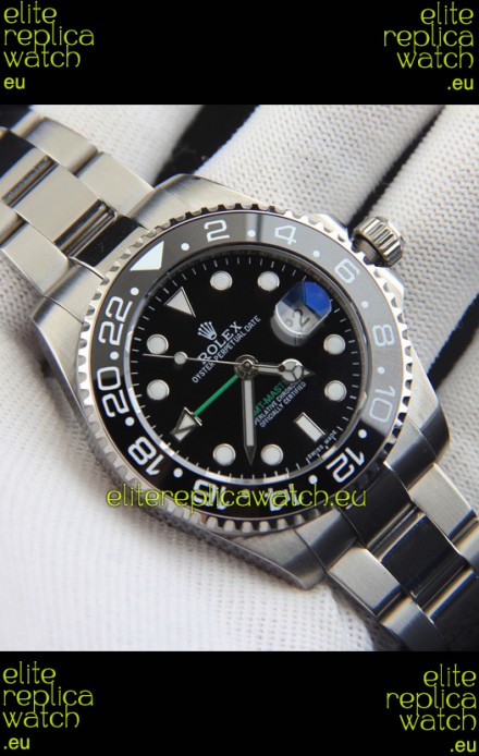 Rolex GMT Masters II Japanese Movement Replica Watch Steel Case Black Dial