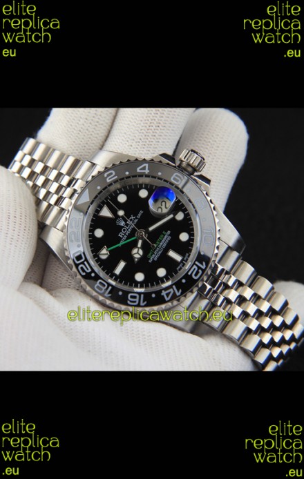 Rolex GMT Masters II Japanese Movement Replica Watch Steel Case Black Dial