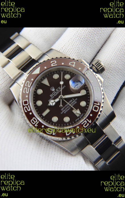 Rolex GMT Masters II Japanese Movement Replica Watch Steel Case Black Dial