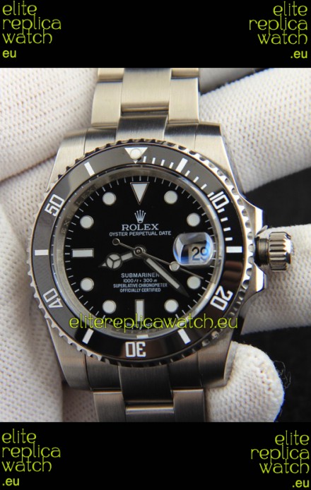 Rolex Submariner Japanese Replica Watch 904L Steel - Ceramic Bezel in Black