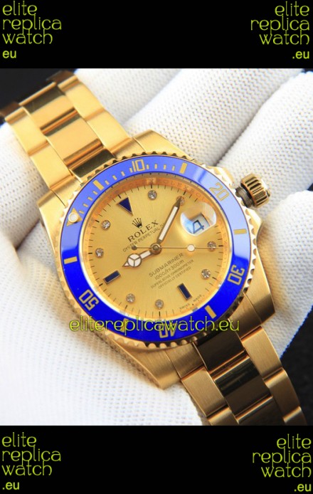 Rolex Submariner Japanese Replica Watch in Yellow Gold Casing 