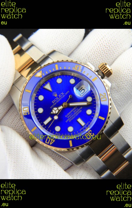 Rolex Submariner Japanese Replica Watch in 2 Tone Yellow Gold Casing Blue Dial 