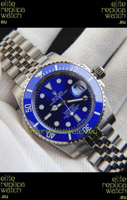 Rolex Submariner Japanese Replica Watch 904L Steel - Ceramic Bezel in Blue