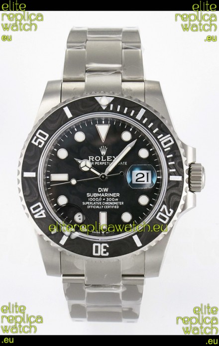 Rolex Submariner DiW Sandblasted Steel Casing Carbon Fiber Bezel Watch Black Dial