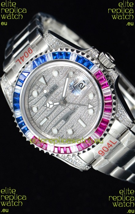 Rolex GMT Masters II Iced out Swiss watch with 904L Steel Case