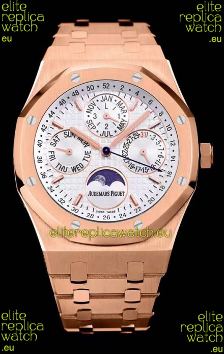 Audemars Piguet Royal Oak Perpetual Calendar Swiss Replica 904L Steel in Rose Gold Casing