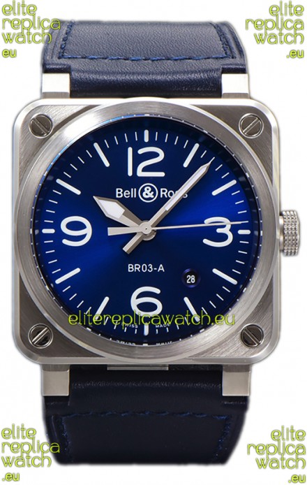 Bell and Ross BR03-A Blue Dial 904L Steel Swiss Replica Watch 