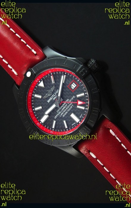Breitling Chronometre GMT Carbon Dial Swiss Replica Watch in PVD Casing
