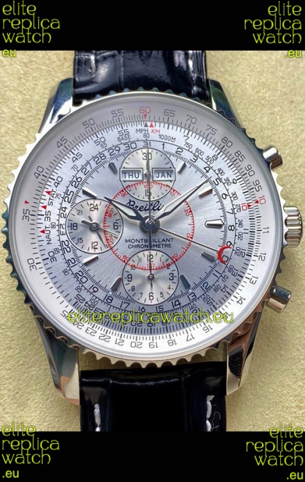 Breitling Montbrilliant Superclone Replica Watch in White Dial - 904L Steel Case