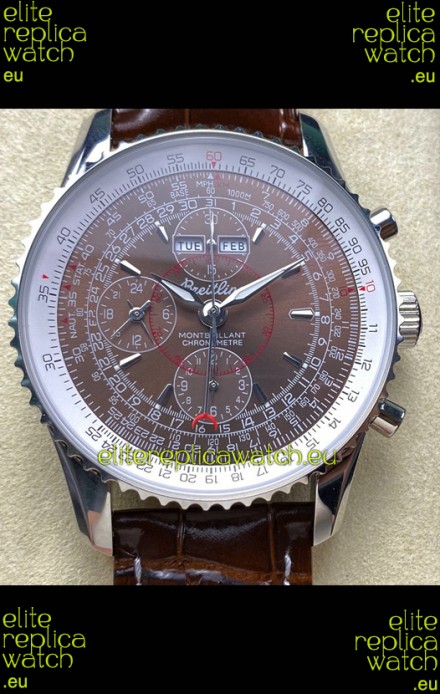Breitling Montbrilliant Superclone Replica Watch in Brown Dial - 904L Steel Case