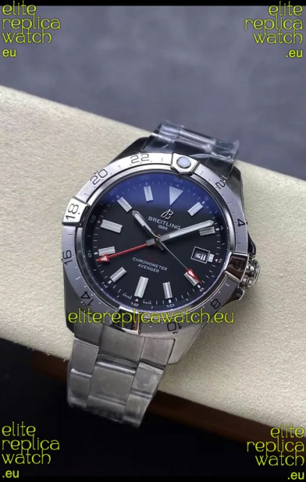 Breitling Avenger GMT Automatic 44 Swiss 1:1 Super Clone Replica Watch - Black Dial 