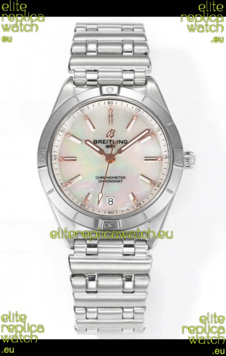 Breitling Chronomat 36MM Stainless Steel Casing 1:1 Mirror Replica Watch Pearl Dial