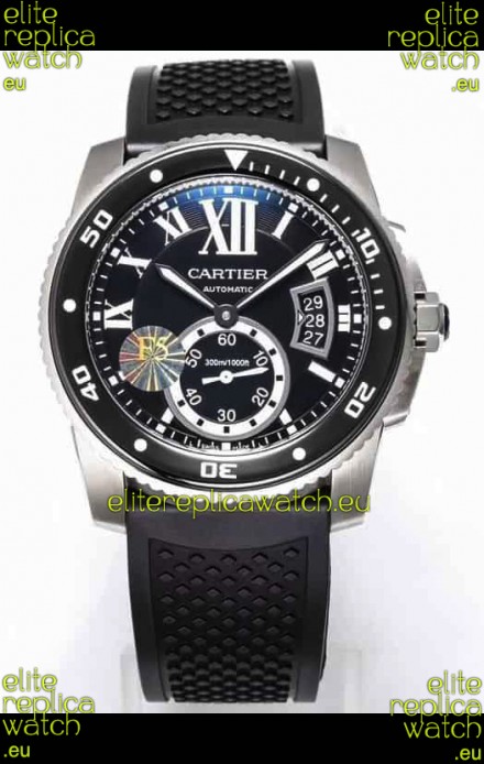 Calibre De Cartier Watch 42MM Black Dial Steel Case - 1:1 Mirror Replica Watch