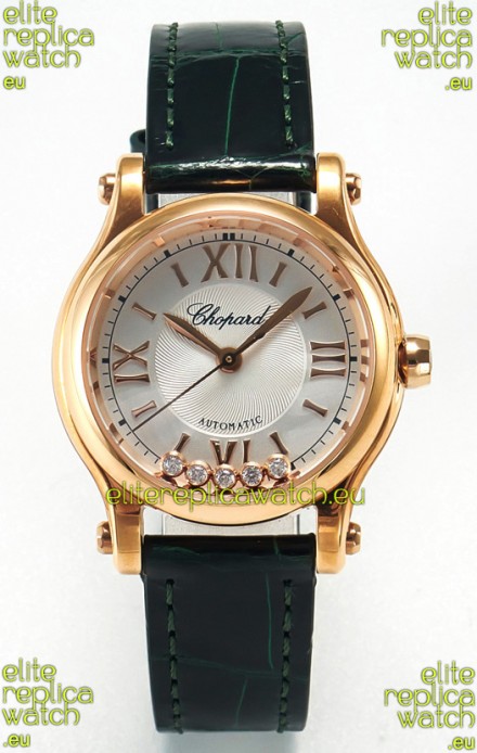 Chopard Happy Sport Swiss Automatic Replica Watch - Rose Gold Casing - 30MM 