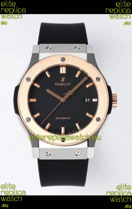 Hublot Classic Fusion Two Tone Black Dial 42MM Swiss Replica Watch 1:1 Mirror Quality