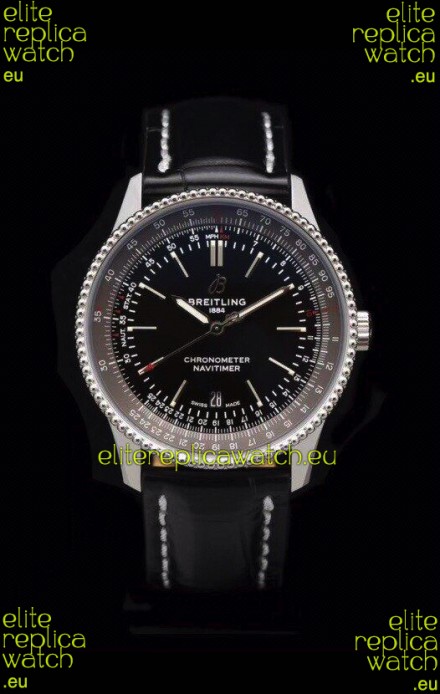 Breitling Navitimer 1 Automatic Swiss Replica Watch in Black Dial - Leather Strap