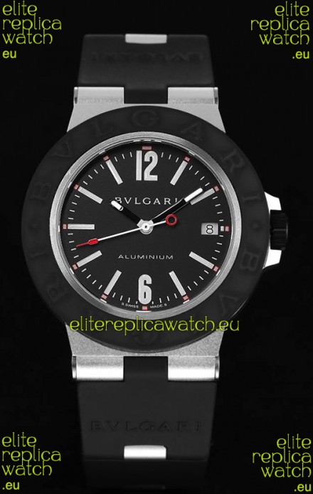 Bvlgari Aluminum 1:1 Mirror Swisss Replica Watch in Black Dial 