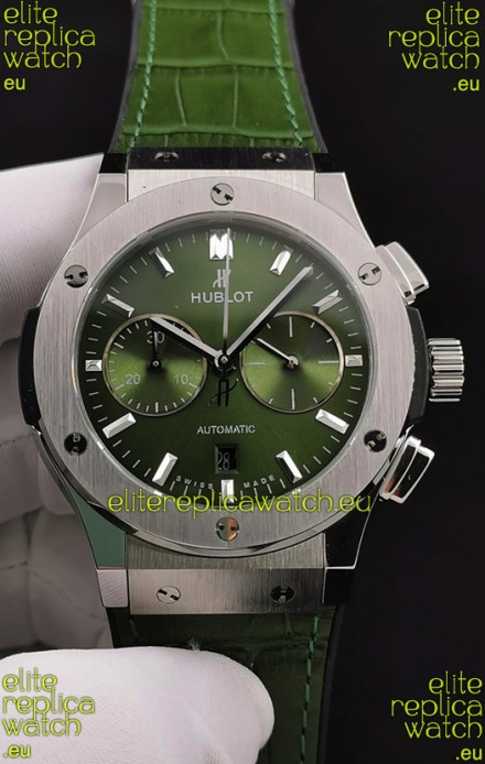 Hublot Classic Fusion Chronograph Stainless Steel Casing Green Dial 1:1 Mirror Replica Watch 