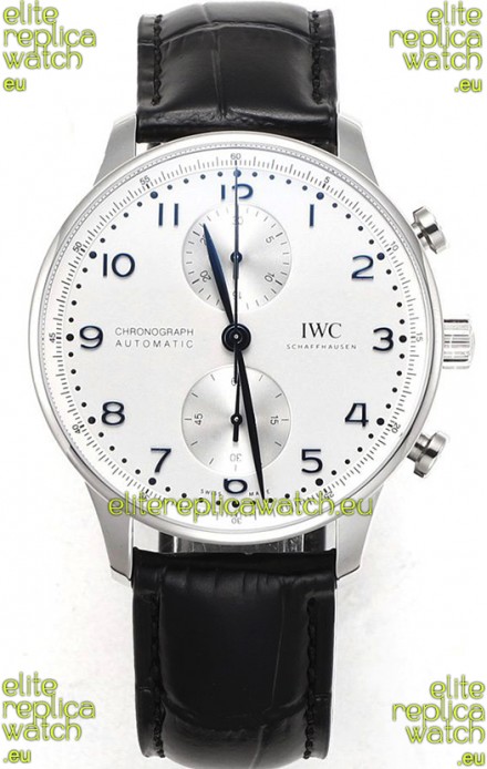 IWC Portuguese Chronograph Swiss Replica Watch in Steel Case White Dial - 1:1 Mirror Replica Edition