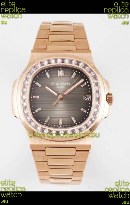 Patek Philippe Nautilus 5711/R Grey Dial 1:1 Mirror Swiss Replica Watch in Rose Gold 904L Steel 