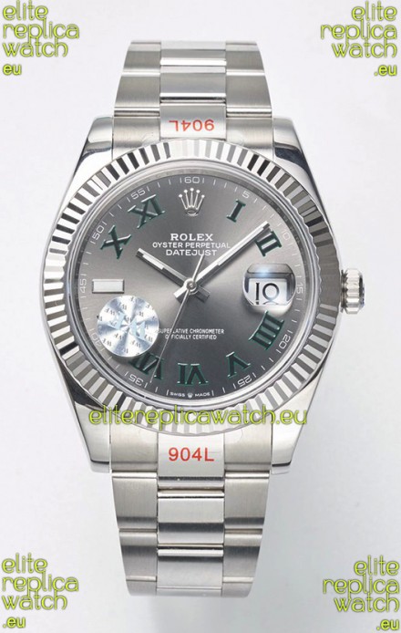 Rolex Datejust Cal.3235 WIMBLEDON Swiss Watch 1:1 Mirror Replica 904L Steel 41MM - Grey Dial 