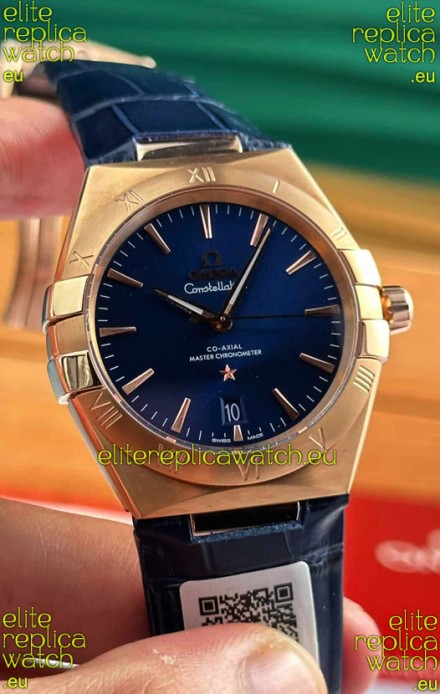 Omega Co-Axial Constellation 39MM Rose Gold Bue Dial 1:1 Mirror Replica Watch