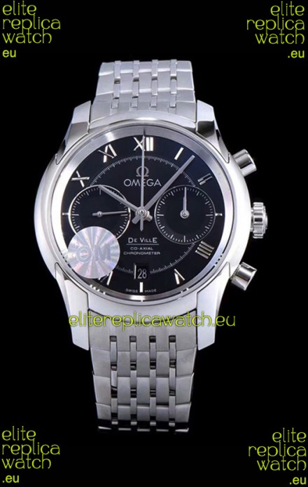 Omega De Ville Chronograph 1:1 Mirror Replica Watch in Black Dial 42MM