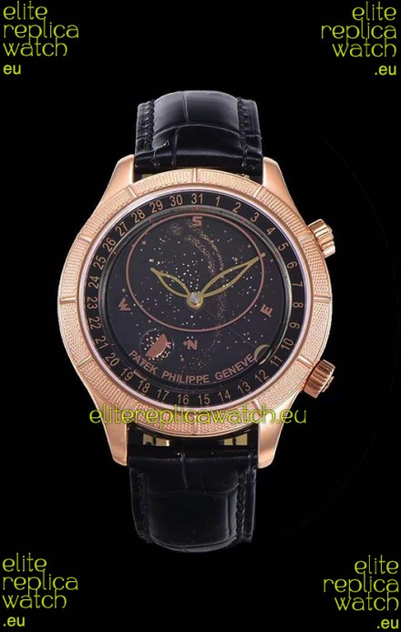 Patek Philippe 6102R Grand Compilations Handwind Swiss Replica Watch - Rugged Bezel Black Dial