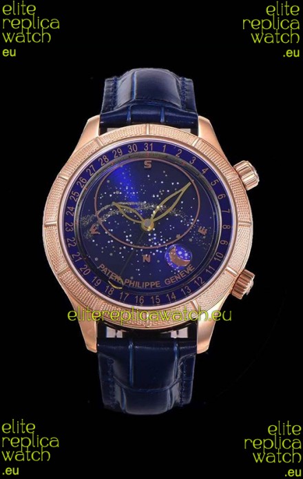 Patek Philippe 6102R Grand Compilations Handwind Swiss Replica Watch - Rugged Bezel Blue Dial