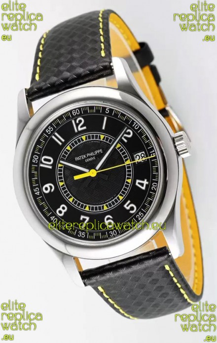 Patek Philippe Calatrava 6007 Black Dial Yellow Hands 904L Steel Casing 1:1 Mirror Replica Watch