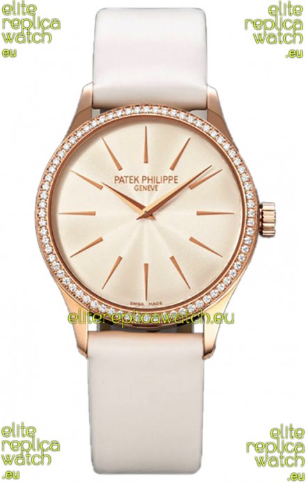 Patek Philippe Calatrava 4997 Ladies Rose Gold Yellow Dial with Swiss Automatic Movement Watch